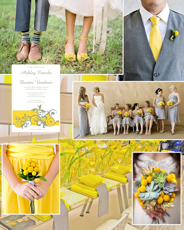 Sunny Yellow and Gray Wedding Inspirartion